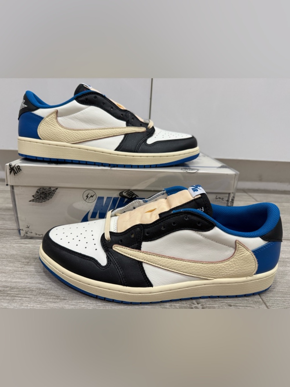 Fragment Travis Scott Jordan 1 Retro Low DM7866-140 Sail Military Blue Black 12